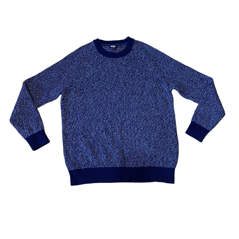 Lands’ End Drifter Men’s Knit Crew Neck Sweater in Navy/Marled Blue Size Large
